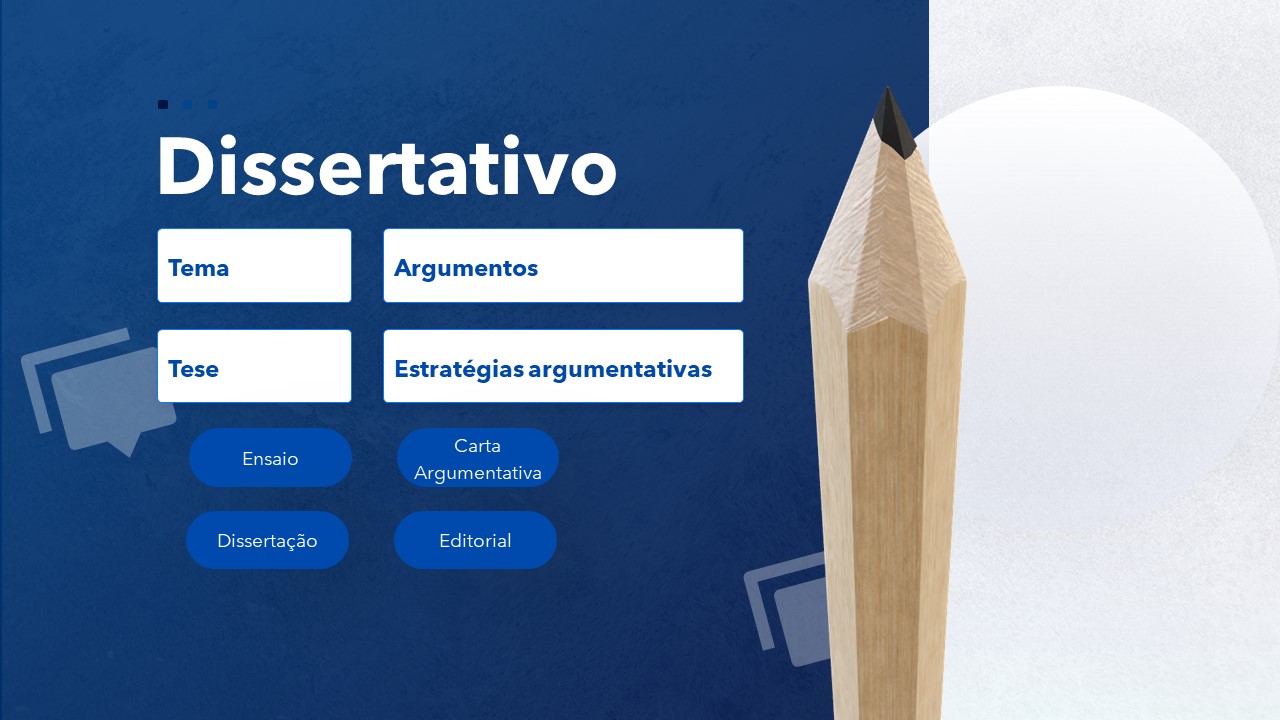 Slide de Redação sobre gêneros textuais dissertativos